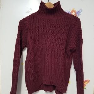 Express Maroon Turtleneck sweater, details